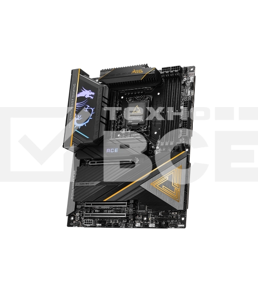 Материнская плата MSI MEG Z890 ACE, LGA 1851, Intel Z890, 4xDDR5, 4xSATA, 5xM.2, 1xPCIe 5.0 x16, 1xPCIe 5.0 x8, 1xPCIe 4.0 x4, 1xHDMI, 1x 10Gb LAN, 11xUSB-A 3.2 Gen 2, 2xUSB-C 3.2 Gen 2, 2xThunderbolt 4, 2x3.5 мм, 7.1, ATX