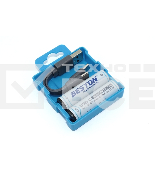 Аккумуляторная батарейка Beston (АА) 1400mAh, 1.5V с зарядкой Type-C 2 шт.