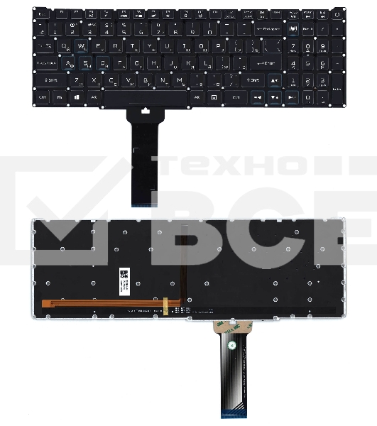 Клавиатура для ноутбука Acer Predator Helios 300 PH315-52 черная с цветной подсветкой