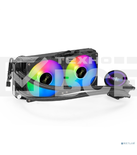 Система водяного охлаждения ExeGate BlackWater-240V2.PWM.RGb черный, 120 мм, алюминий, 2000 об/мин, 22 дБ, 4 pin, 220 Вт