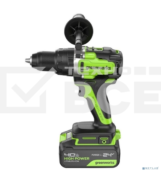 Дрель-шуруповерт аккумуляторная Greenworks GD24DD140 24V, 70/140Нм,Anti-kickback,2х4Ач,ЗУ,кор 3707607CUD