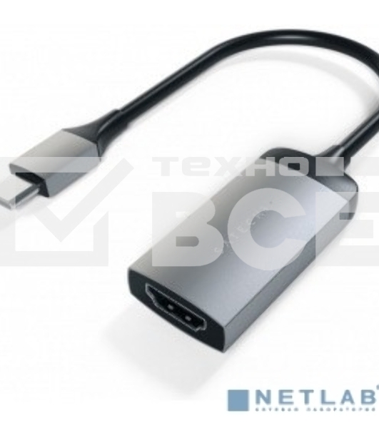 Адаптер Satechi Type-C to HDMI 4K 60HZ. Поддержка 4K/60Hz. Материал корпуса алюминий. Цвет серый космос.