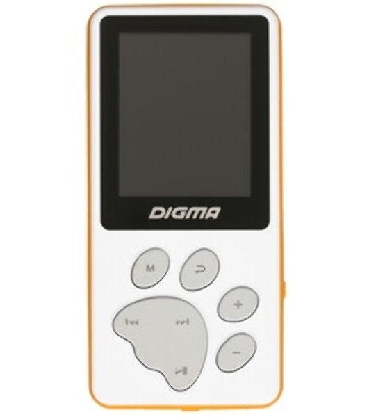 Плеер Hi-Fi Flash Digma S4 8Gb белый/оранжевый/1.8'/FM/microSDHC