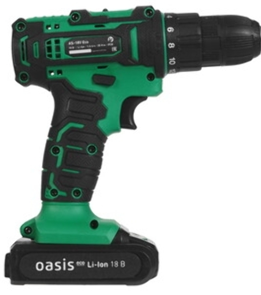 Дрель-шуруповерт Oasis AS-18V Eco (J) 201, 18 В, 1,5 Ач, 30 Нм, щеточный