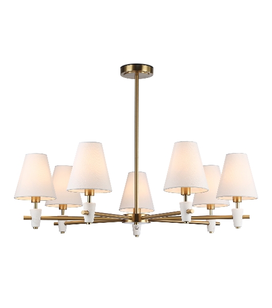 Люстра Ambrella light LH75045/7 BS/WH латунь/белый E14*7 max 40W D840*580