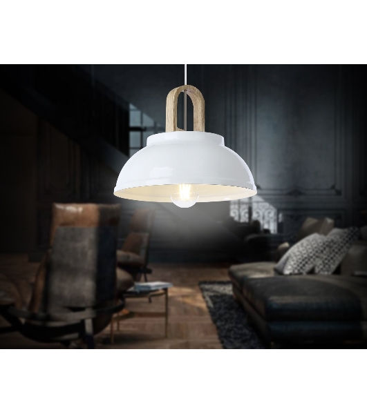 Светильник Ambrella light TR8190 WH/LW белый/светлое дерево E27 max 40W D290*900