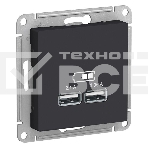 Карбон Розетка USB, 5В, 1 порт x 2,1 А, 2 порта х 1,05 А, механизм ATN001033 Schneider Electric, фото3