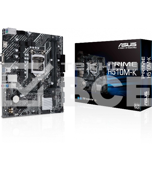 Материнская плата ASUS PRIME H510M-K, LGA 1200, Intel H510, 2xDDR4, 4xSATA, 1xM.2, 1xPCIe 4.0 x16, 1xPCIe x1, 1xHDMI, 1xVGA, 2xUSB-A 3.2 Gen 1, 4xUSB-A 2.0, 1x 1Gb LAN, 3x3.5 мм, 7.1, mATX