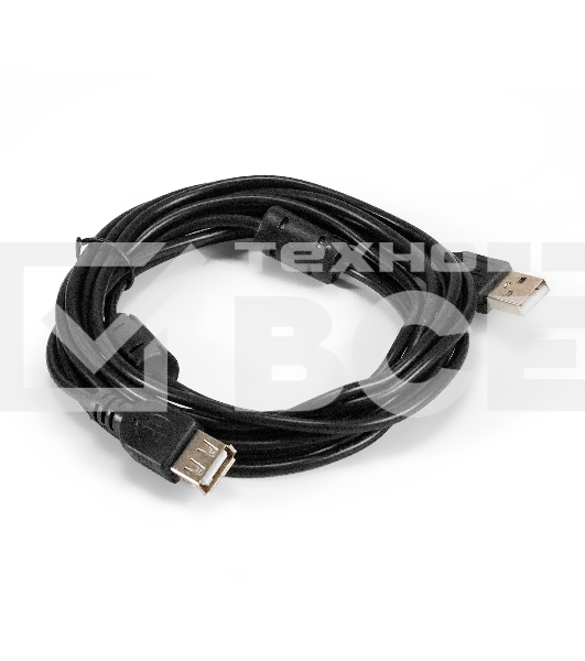 Удлинитель USB 2.0 ExeGate EX-CCF-USB2-AMAF-3.0F (Am/Af, позолоченные контакты, ферритовые кольца, 3м)