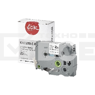 Кассета с лентой S'OK by Sakura Printing TZEFX241 для Brother, черный на белом, 18мм/8м, наклейка