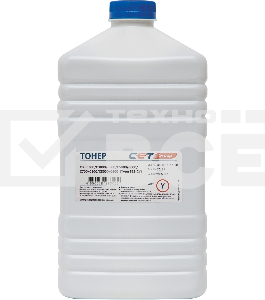 Тонер Type 315-2 для OKI Pro9431, C300/C3000/C500/C5000/C600/C700/C800/C8000/C900 series (Japan) Yellow, 500г/бут, (унив.), OSP0315-2-Y-500