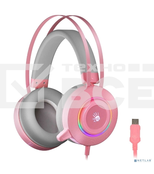 Наушники с микрофоном A4 Bloody G521 розовый 2.3м мониторные USB оголовье (G521 (PINK))