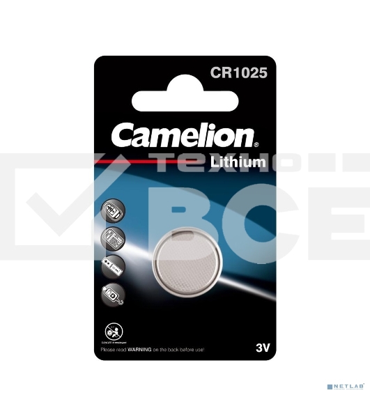 Элемент питания литиевый Camelion CR CR1025 BL-1 (блист.1шт) 3 В