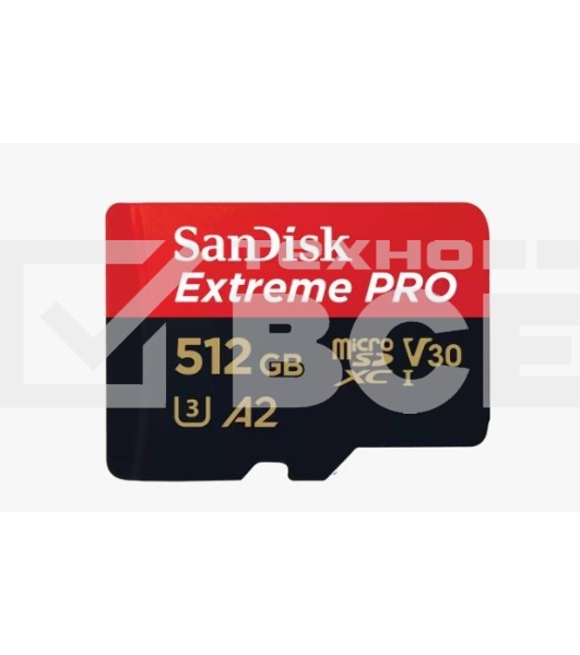 Флеш карта microSD 512GB SanDisk microSDXC Class 10 UHS-I A2 C10 V30 U3 Extreme Pro (SD адаптер) 200MB/s