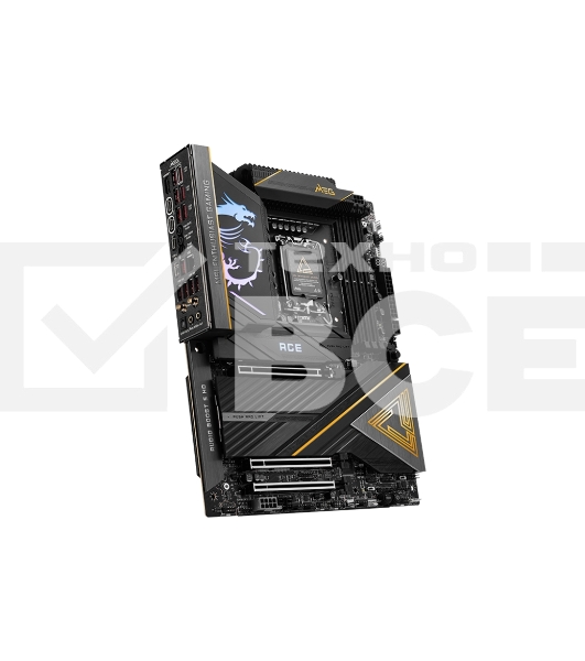 Материнская плата MSI MEG Z890 ACE, LGA 1851, Intel Z890, 4xDDR5, 4xSATA, 5xM.2, 1xPCIe 5.0 x16, 1xPCIe 5.0 x8, 1xPCIe 4.0 x4, 1xHDMI, 1x 10Gb LAN, 11xUSB-A 3.2 Gen 2, 2xUSB-C 3.2 Gen 2, 2xThunderbolt 4, 2x3.5 мм, 7.1, ATX