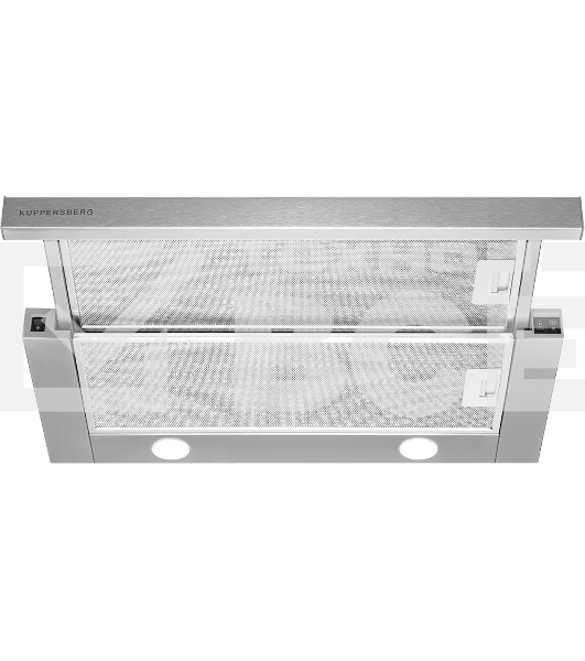 Встраиваемая вытяжка Kuppersberg SLIMTURBO 60 X, ширина 60 см, отвод/рециркуляция, 1500 м3/час, механическое управление, 3 скорости, освещение 2х2 Вт, металлические жироулавливающие фильтры, угольный фильтр KF-ES (опция), 63.4 дБ, обратный клапан, шхвхг:5