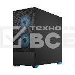 Компьютерный корпус без блока питания Fractal Design Pop Air RGb Cyan Core TG Clear Tint, Midi-Tower, 3x120мм RGb, 2xUSB-A 3.2 ATX, mATX, mITX черный/циан, фото5