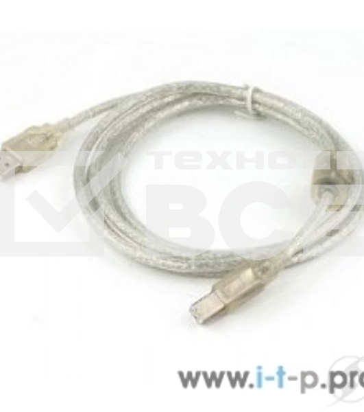Кабель USB 2.0 Pro Cablexpert CCF-USB2-AMBM-TR-6, AM/BM, 1,8м, экран, феррит.кольца, прозрачный, пакет