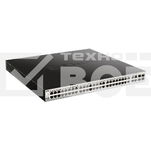 Коммутатор D-Link DGS-1210-52MP/FL1A, L2 Managed Switch with 48 10/100/1000Base-T ports and 4 100/1000Base-T/SFP combo-ports (48 PoE ports 802.3af/802.3at (30 W), PoE Budget 370 W).16K Mac address, 802.3x Flow