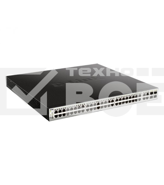 Коммутатор D-Link DGS-1210-52MP/FL1A, L2 Managed Switch with 48 10/100/1000Base-T ports and 4 100/1000Base-T/SFP combo-ports (48 PoE ports 802.3af/802.3at (30 W), PoE Budget 370 W).16K Mac address, 802.3x Flow