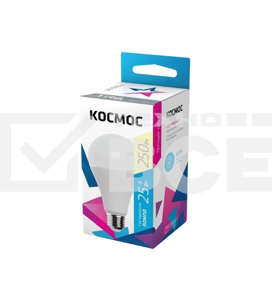 Лампа светодиодная A65 25Вт 3000К E27 220В КОСМОС LkecLED25wA65E2730