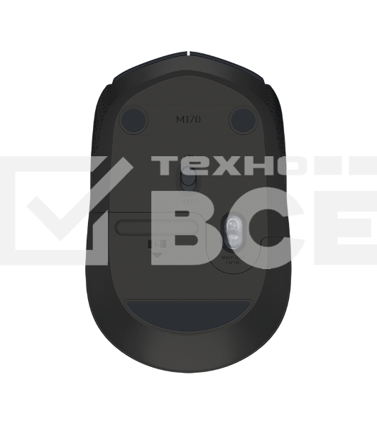 Мышь беспроводная Logitech M170 черный/темно-серый, 1000 dpi, радиоканал, USB, кнопки - 3