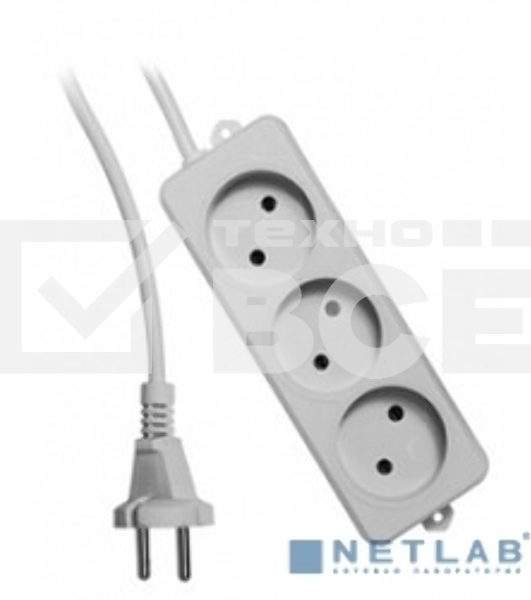 Удлинитель Гарнизон EL-E3-W-3, 3 розетки допустимый ток 6А, длина 3м.