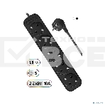 Удлинитель Defender с заземлением M518 1.8 м, 5 розеток, черный, фото3