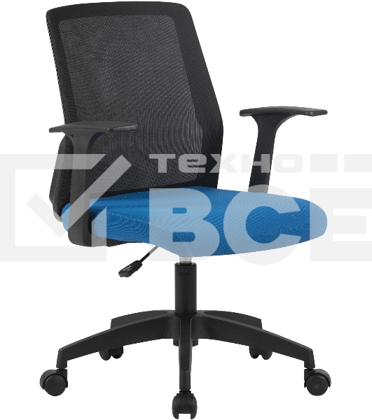 Кресло компьютерное Cactus CS-MC222-BKBL черный, сиденье темно-синий, сетка/ткань, низк.спин. крестов. пластик, пластик черный