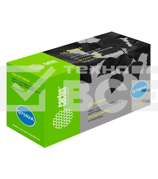 Картридж лазерный Cactus CS-Q7582A желтый (6000 стр.) для HP Color LaserJet CP3505/3800