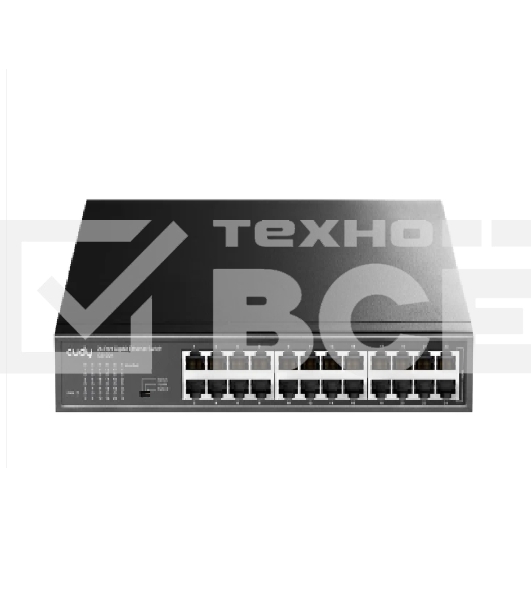 Коммутатор 24-Port 10/100 Mbps Switch, 24 10/100 Mbps RJ45 Ports, Switch/VLAN/Extend working mode DIP switch, Rack-mountable Steel Case, Power Saving, Plug & Play, Rack-Mount kits included