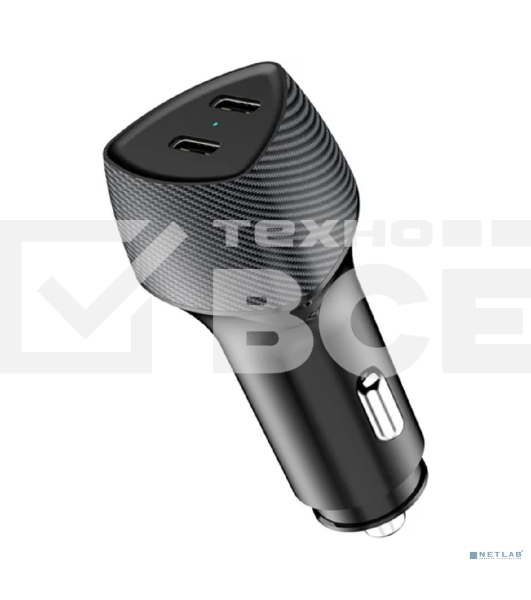 Автомобильное зарядное устройство с двумя портами Rexant (USB-C PD + USB-C PD) со световой индикацией, 40Вт, черное