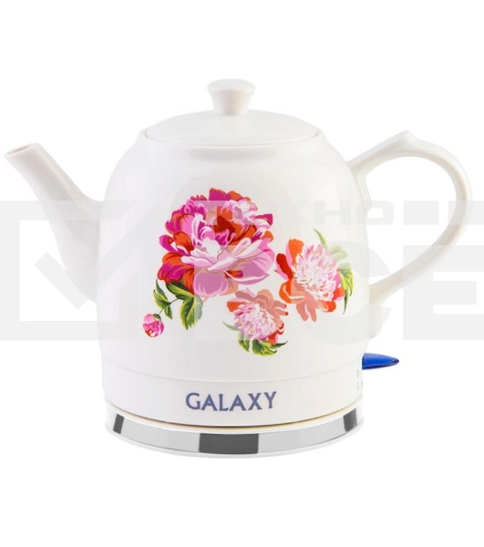 Чайник электрический Galaxy Line GL 0503, белый, керамический корпус, 1400 Вт, 1,4 л, индикатор работы, указатель максимального уровня воды