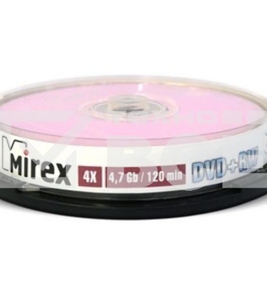 Диск DVD+RW Mirex 4.7 Gb, 4x, Cake Box (10), (10/300)