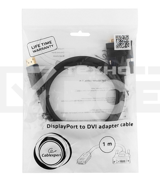 Кабель DisplayPort-DVI Gembird/Cablexpert 1м, 20M/19M, черный, экран, пакет(CC-DPM-DVIM-1M)