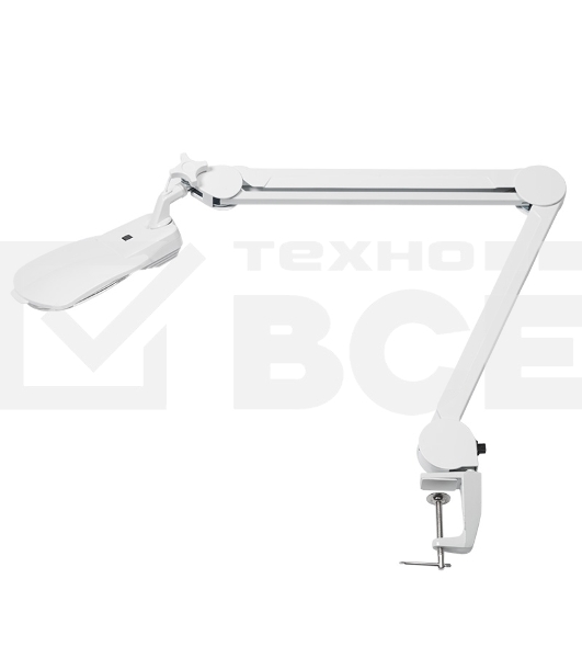 Лупа на струбцине Rexant, квадратная 3D+20D, с подсветкой 6 LED, серия EXPERT, белая 31-0565