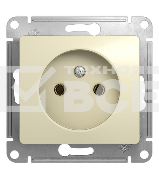 Механизм розетки 1-м СП Glossa 16А IP20 без заземл. беж. SchE GSL000241