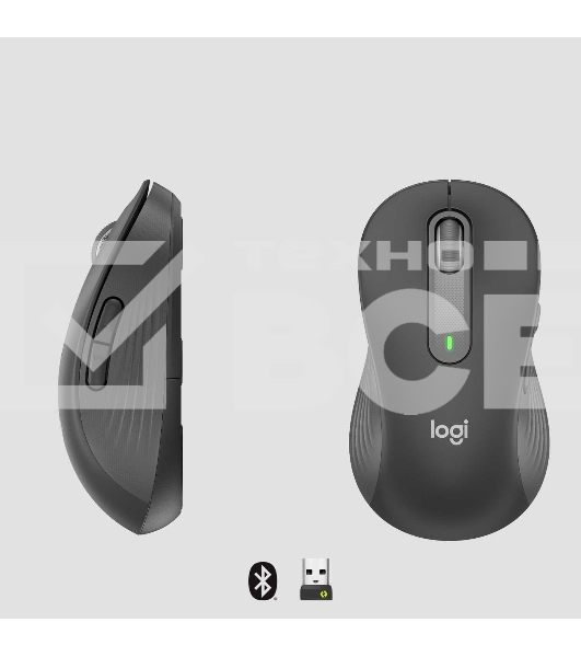 Мышь беспроводная Logitech Signature M650 L LEFT графитовый, 4000 dpi, радиоканал, Bluetooth, USB, кнопки - 5
