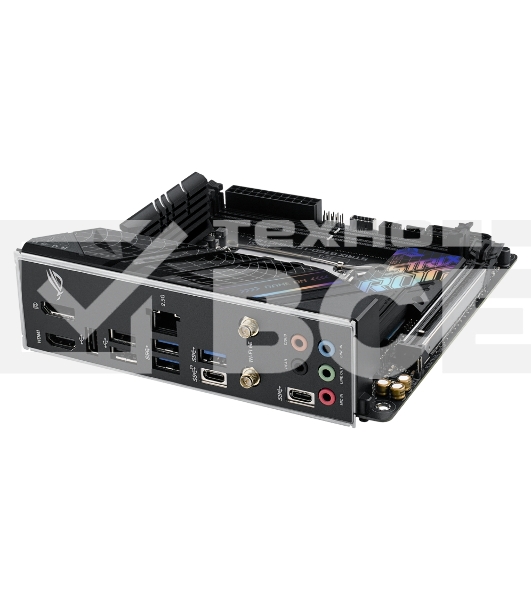 Материнская плата ASUS ROG STRIX B760-I GAMING WIFI, LGA 1700, Intel B760, 2xDDR5, 4xSATA, 2xM.2, 1xPCIe 5.0 x16, 1xHDMI, 1xDP, 1x 2.5Gb LAN, 3xUSB-A 2.0, 3xUSB-A 3.2 Gen 1, 1xUSB-C 3.2 Gen 1, 1xUSB-C 3.2 Gen 2x2, 5x3.5 мм, 7.1, Mini-ITX