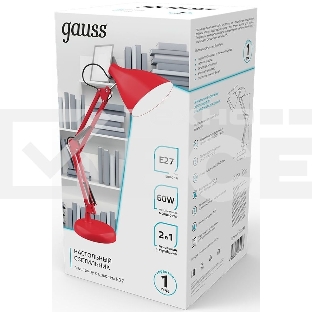 Светильник Gauss GT0034 настольный на струбцине/основание E27 красный 60Вт
