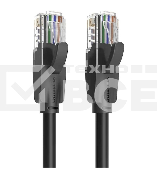 Патч-корд Vention прямой UTP cat.6, RJ45 - 10м. Черный
