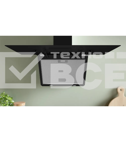Наклонная вытяжка Bosch DWK96PJ60T для настенного монтажа, максимальная производительность 700м3/ч, 90см, цвет: черный,touch control