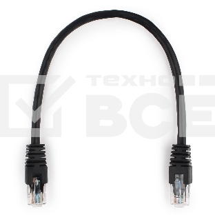 Патч-корд UTP Cablexpert PP6U-0.25M/BK кат.6, 0.25м, литой, многожильный (черный)