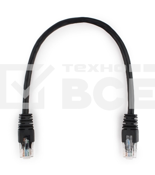 Патч-корд UTP Cablexpert PP6U-0.25M/BK кат.6, 0.25м, литой, многожильный (черный)