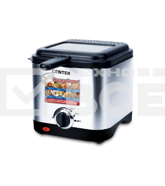 Фритюрница Centek CT-1430 сталь 900 Вт, АНТИПРИГАРНАЯ ЧАША, стальной корпус, ёмкость на 1,5 л масла