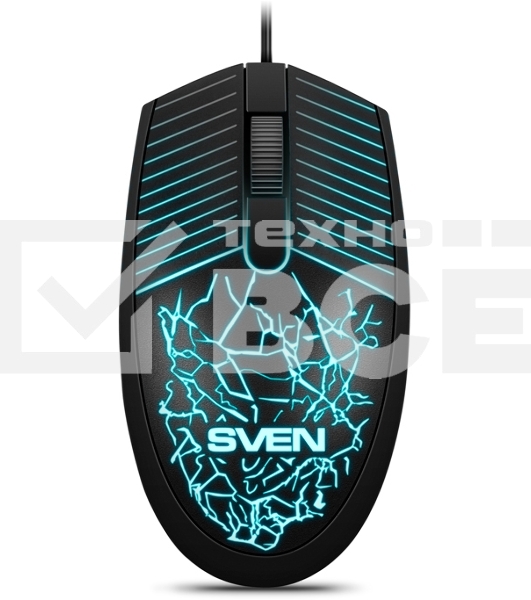 Мышь проводная SVEN RX-70 черный, 1200 dpi, USB, кнопки - 3