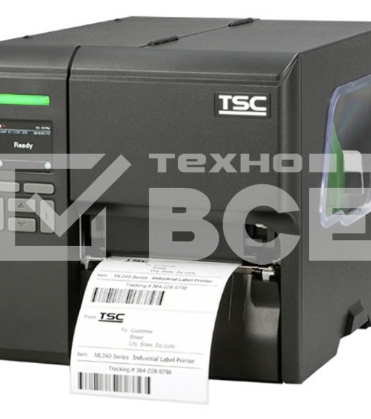 Принтер этикеток TSC ML340P термоперенос и прямая термопечать, 300 dpi, 127 мм/сек, Ethernet, RS-232, USB, чёрный