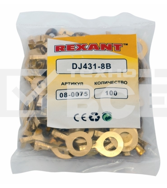 Наконечник кольцевой Rexant, ø8.2 мм, 1.5-1.5 мм² (НК 8-1,0-1,5)