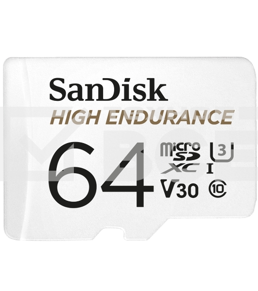 Флеш карта microSD 64GB SanDisk microSDXC Class 10 UHS-I U3 V30 High Endurance Video Monitoring Card
