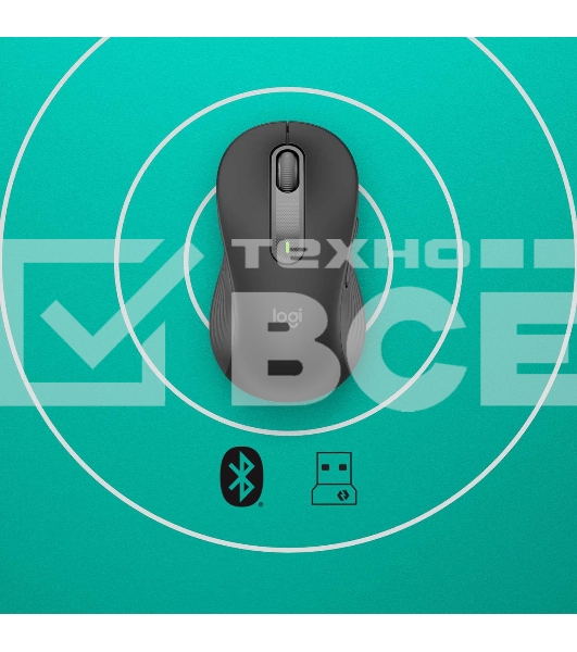Мышь беспроводная Logitech Signature M650 L LEFT графитовый, 4000 dpi, радиоканал, Bluetooth, USB, кнопки - 5
